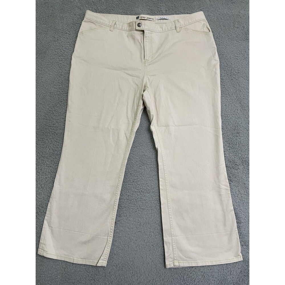Vintage Womens Plus Gap Jeans Stretch Women's 20 Khaki with Lime Thread EUC